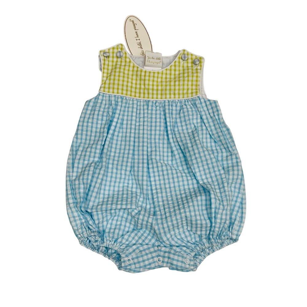 NWT Lullaby Set 9M Blue & Green Gingham Romper